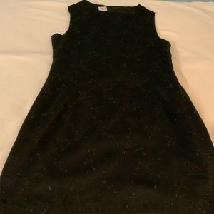 Girl’s Lined Black dress with beaded embellishments on a sheer  chiffon overlay